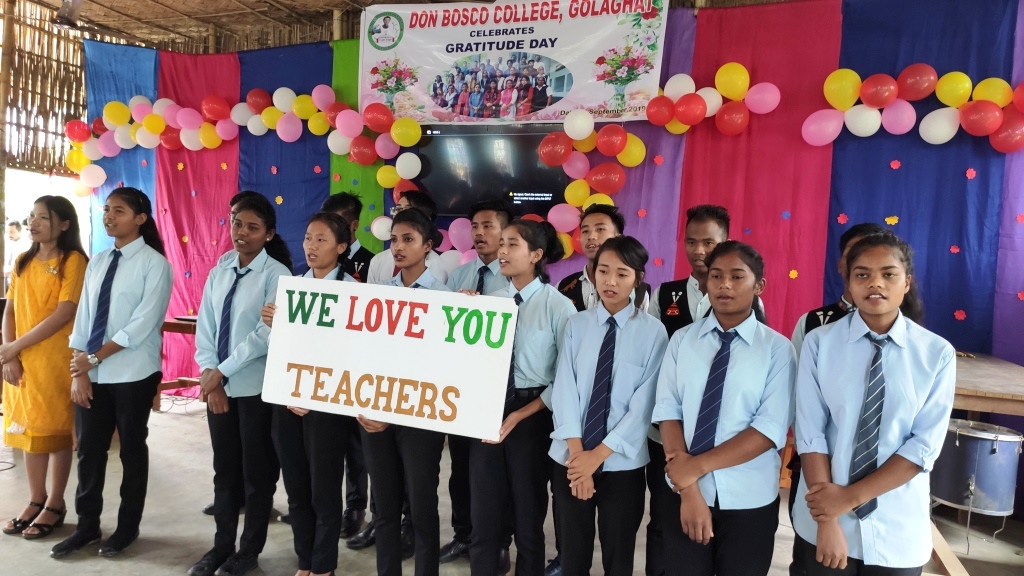 Students of Don Bosco College Golaghat celebrating gratitude day for the teachers in day by planting Assam,India