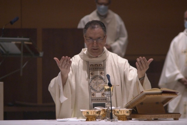 the Rector Major Fr Ángel Fernández Artime during the Eucharistic concelebration which was held at Colle Don Bosco, in the temple dedicated to the saint