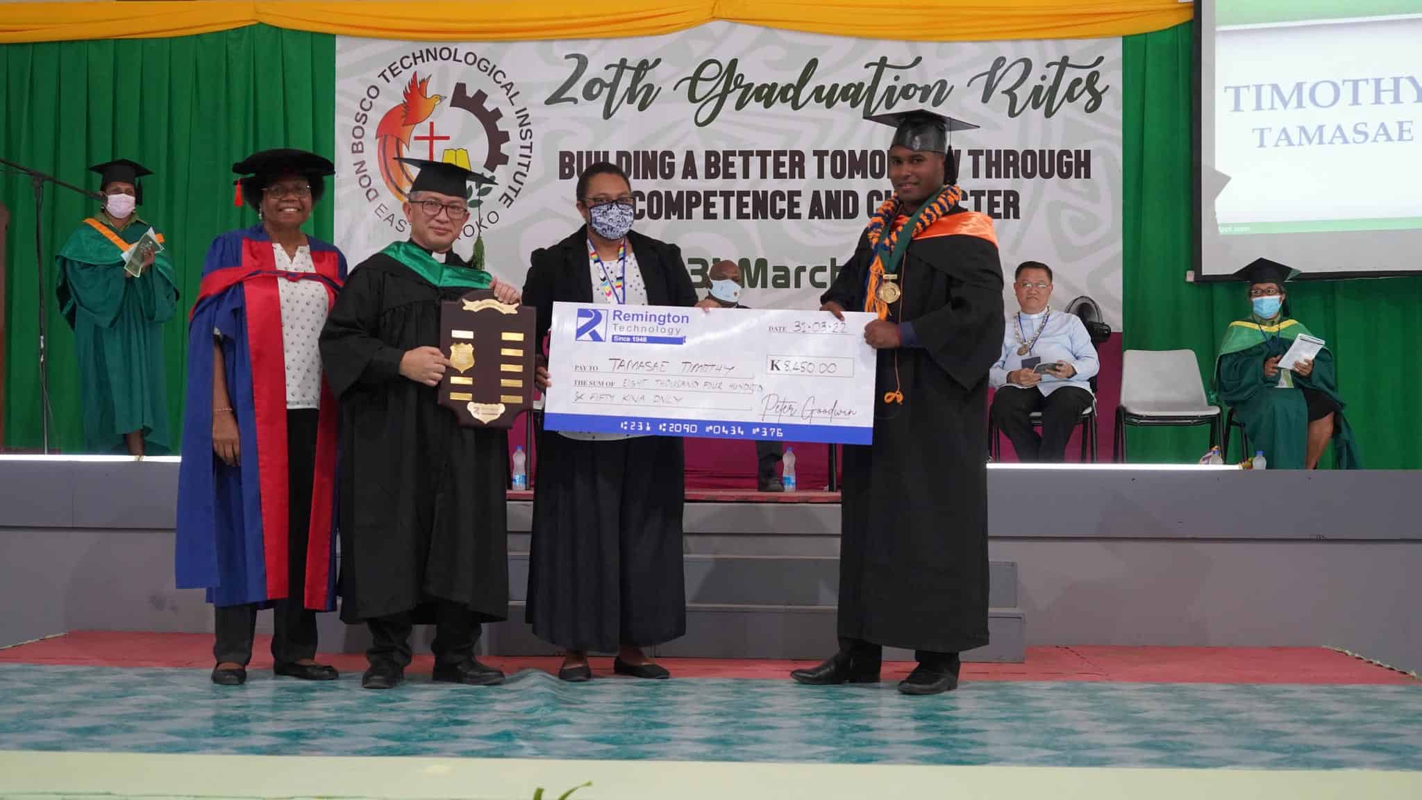Tamasae Timothy, student of Bachelor’s in Automotive Technology from  Don Bosco Technological Institute received the “Best in Technology” award from the Remington Group, Papua New Guinea