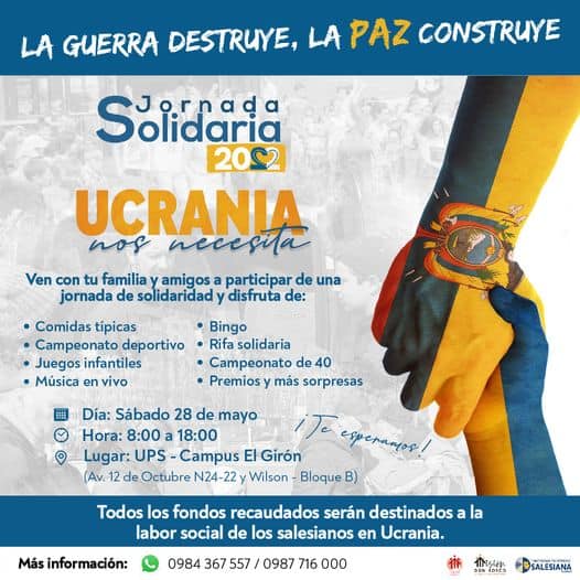 La Universidad Politécnica Salesiana del Ecuador se suma a la campaña "Ucrania nos necesita" 