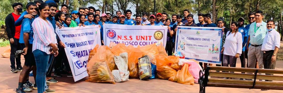 Don Bosco College NSS Unit beach clean up drive at Miramar Beach Goa