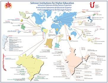 Map of the Salesian Institutions of Higher Education (IUS)