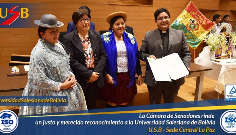 La Cámara de Senadores rinde un justo y merecido reconocimiento a la Universidad Salesiana de Bolivia (USB)