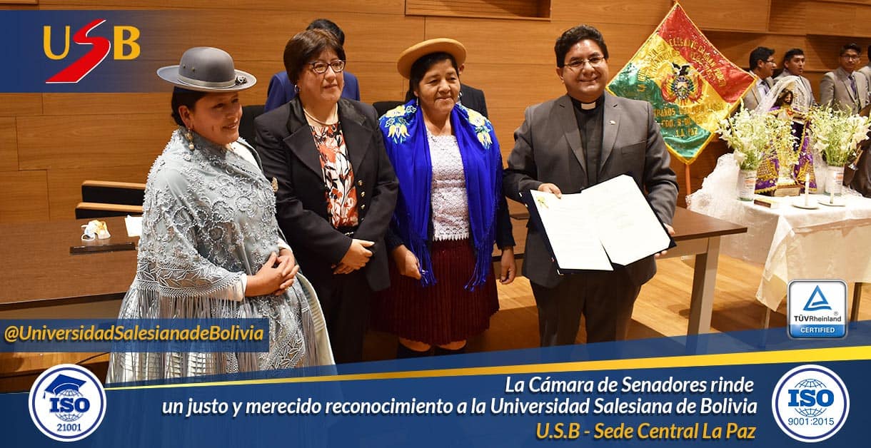 La Cámara de Senadores rinde un justo y merecido reconocimiento a la Universidad Salesiana de Bolivia (USB)