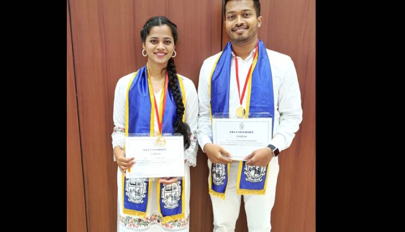 Saiesh Karwarker, batch of 2020, civil engineering and Sibga Shaikh, batch of 2020, electronics and telecommunication engineering from Don Bosco College of Engineering secured first place in their respective disciplines at Goa University at the Convocation Ceremony, India