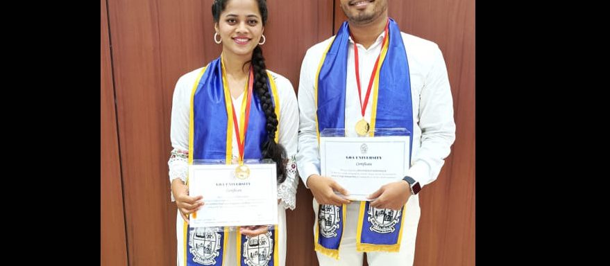 Saiesh Karwarker, batch of 2020, civil engineering and Sibga Shaikh, batch of 2020, electronics and telecommunication engineering from Don Bosco College of Engineering secured first place in their respective disciplines at Goa University at the Convocation Ceremony, India