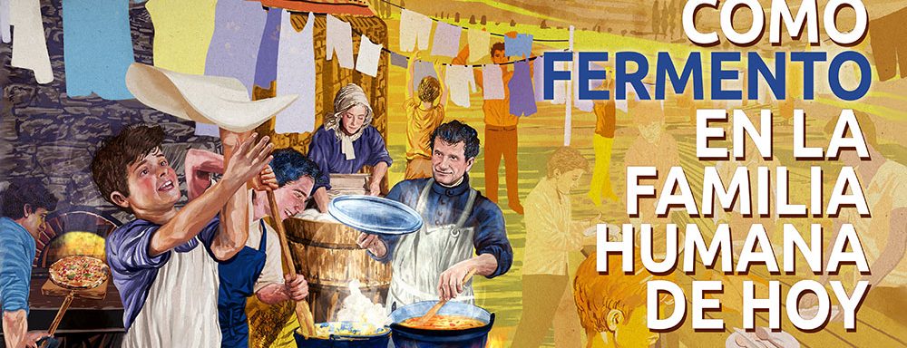 Poster del Aguinaldo 2023: "COMO FERMENTO EN LA FAMILIA HUMANA DE HOY. La dimensión laical de la Familia de Don Bosco"