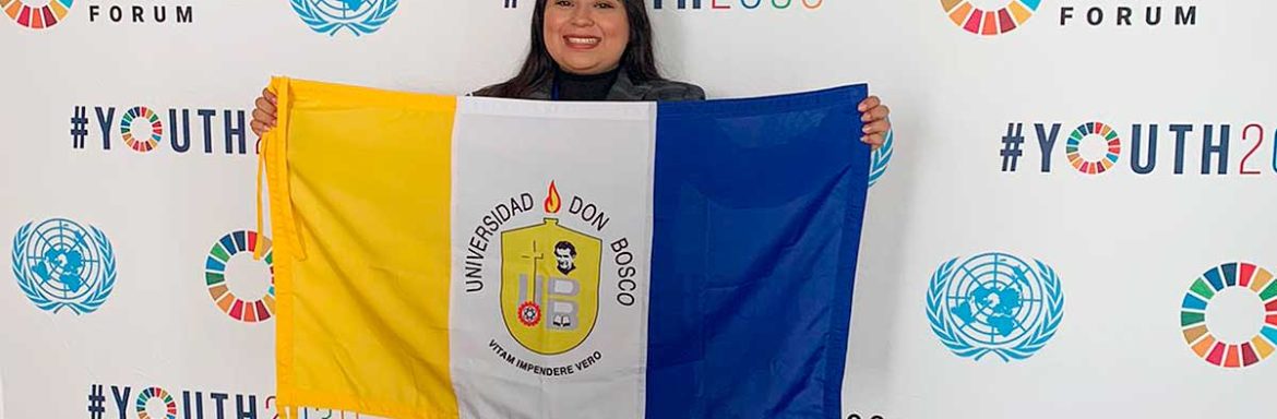 Mayerli Zacarías, estudiante de Licenciatura en Ciencias de la Comunicación de la Universidad Don Bosco participó en Foro de Juventud de la ONU