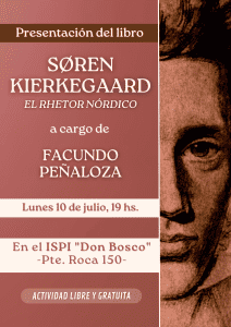 El profesor Facundo Peñaloza es Profesor de la casa salesiana, Instituto Superior Don Bosco Rosario y presentará su libro: Søren Kierkegaard, el rhetor nórdico.