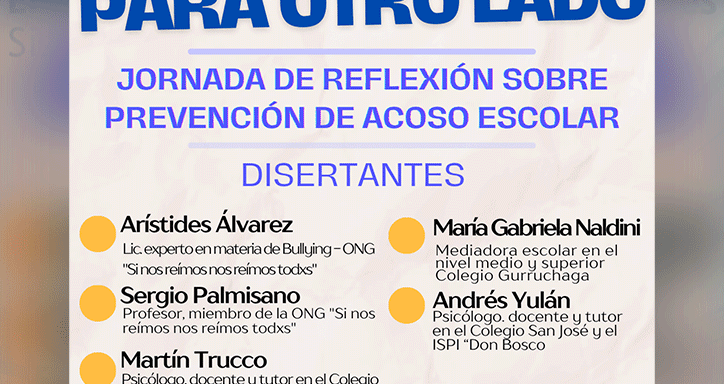 El Instituto Don Bosco de Rosario organiza la siguiente Jornada de Reflexión de Prevención del acoso escolar; siguiendo el sistema preventivo de Don Bosco. Destinado especialmente a docentes y futuros docentes.