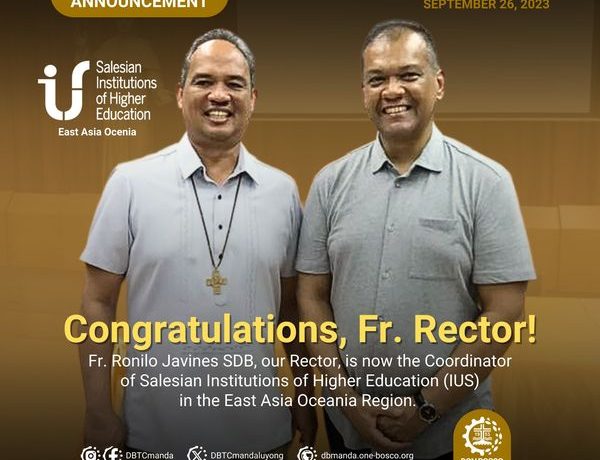 Fr. Ronilo Javines SDB, Rector of Don Bosco Technical College Mandaluyong, was elected as the newly appointed head of the coordination of the IUS East Asia & Oceania region