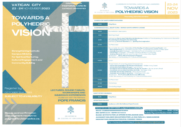 Program Conference on Pastoral Care in Catholic Universities “Towards a Polyhedric Vision”