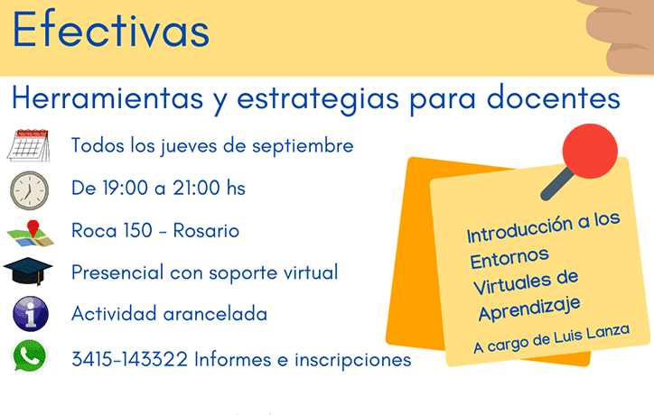 El Instituto Superior Don Bosco 9232 llevará a cabo un Curso de Aulas Virtuales Efectivas, que consiste en una introducción a los Entornos Virtuales de Aprendizaje (EVA) para docentes, durante los martes de septiembre.