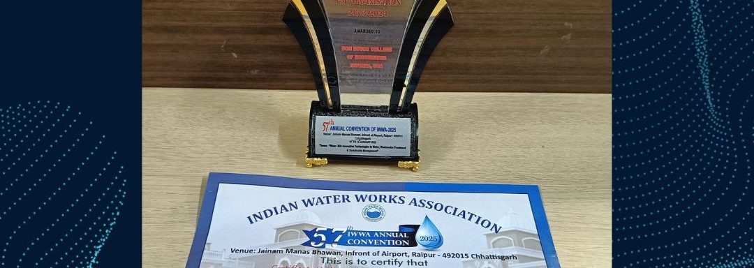 The Institution, Don Bosco College of Engineering in Fatorda, Goa, has been recognized for its significant contributions to youth engagement in water-related initiatives. The college received a Certificate of Appreciation from the Indian Water Works Association (IWWA) at their 57th Annual Convention held in Raipur, Chhattisgarh, in 2025.