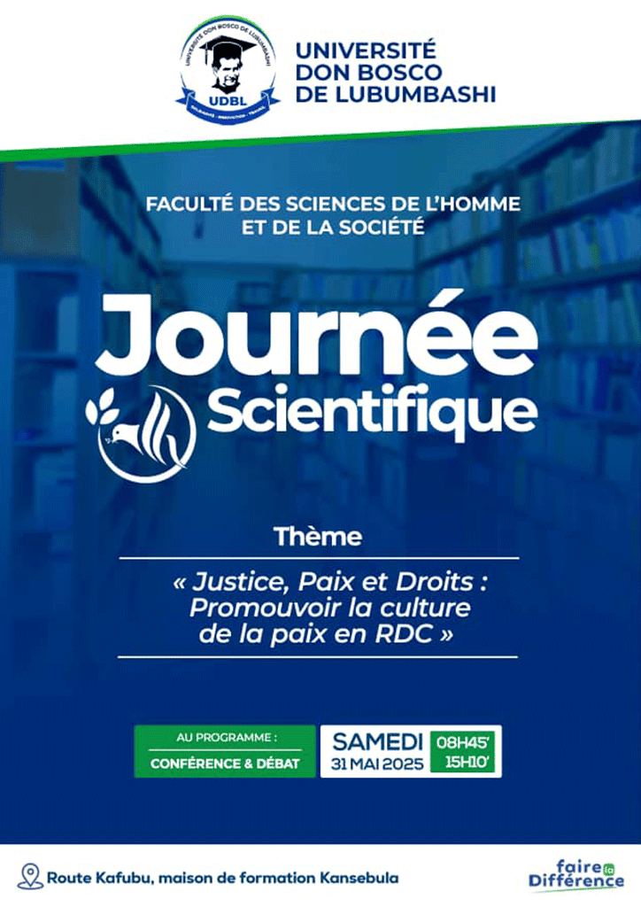 Journée Scientifique à l’Université Don Bosco de Lubumbashi: Justice, Paix et Droits - Promouvoir la culture de la paix en RDC