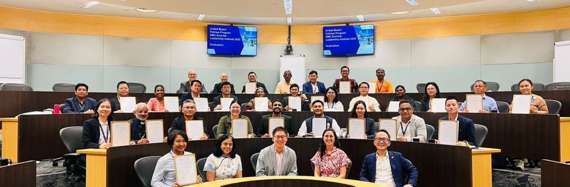 Two institutions from the IUS network, St. Anthony’s College, Shillong and Salesian College (Autonomous), India were among the participants in the United Board Fellows Programme (UBFP) 2025 Summer Leadership Institute, held from 7 to 11 July at Singapore Management University (SMU). Representing the Salesian higher Education network were Fr. Joby Joseph SDB, Campus Minister and Vice Principal of St. Anthony’s College, Shillong, and Mr. Peter Lepcha, UB Fellow for the 2025–2026 cohort from Salesian College (Autonomous), Darjeeling