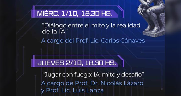 Los días 1 y 2 de octubre se llevará a cabo la edición 2025 de la semana del profesorado en el Profesorado de Filosofía del Instituto Don Bosco de Rosario. En esta ocasión la temática propuesta es “FilosofIA: entre el cálculo y el sentido”.