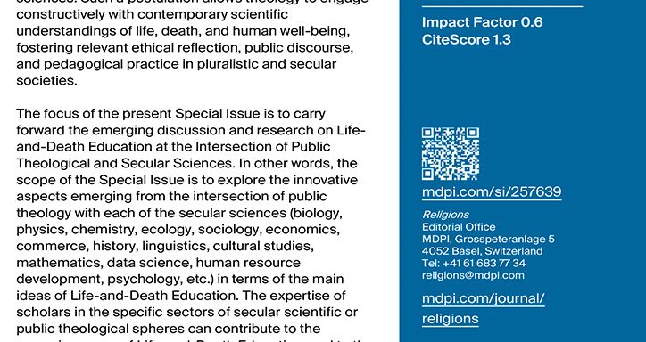 Call for Papers: Journal "Religions" - Life-and-Death Education at the Intersection of Public Theological and Secular Sciences