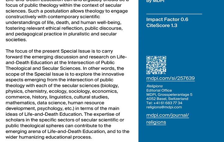 Call for Papers: Journal "Religions" - Life-and-Death Education at the Intersection of Public Theological and Secular Sciences