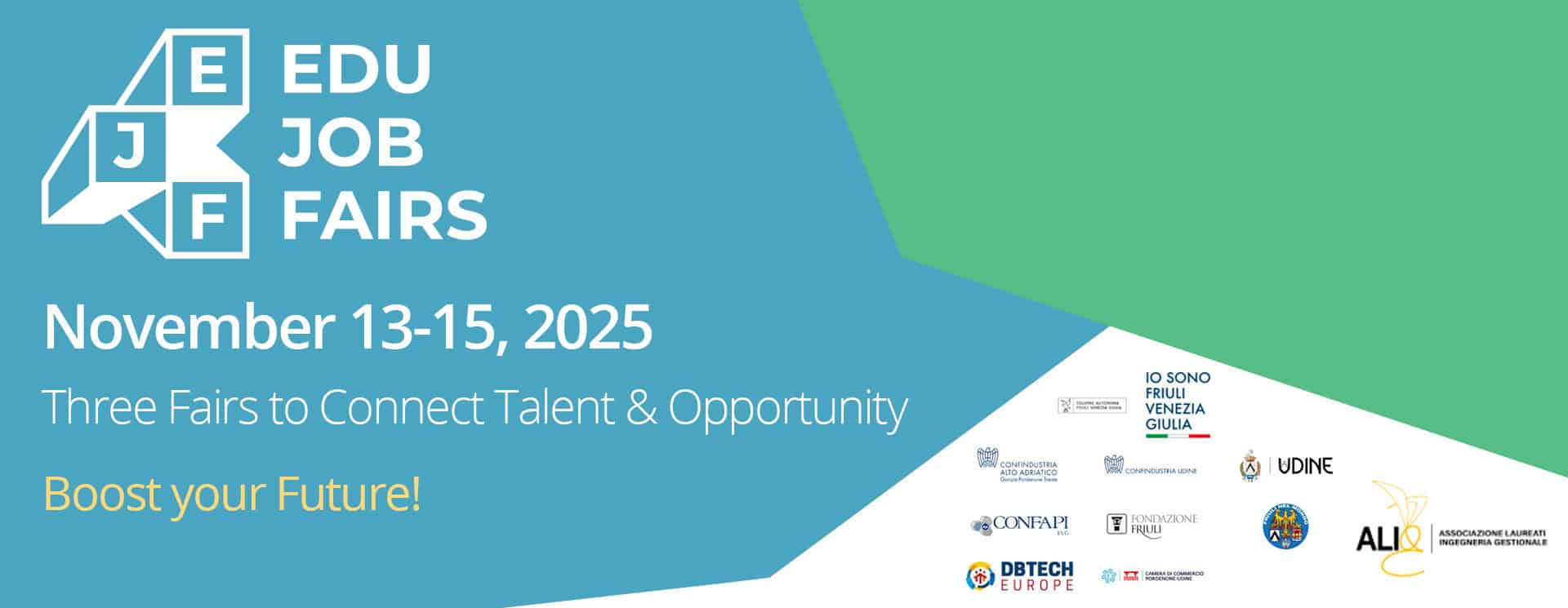Dal 13 al 15 novembre 2025 ALIg presenta un progetto unico, che unisce orientamento, formazione e opportunità professionali in un percorso che mette in dialogo studenti, Università, ITS e imprese: le International EduJob Fairs. L’edizione 2025 assume una dimensione sempre più internazionale, con due nuove fiere digitali – International Education Fair e International Job Fair – affiancate dal tradizionale appuntamento con la Fiera del Lavoro FVG e il Convegno ALIg.