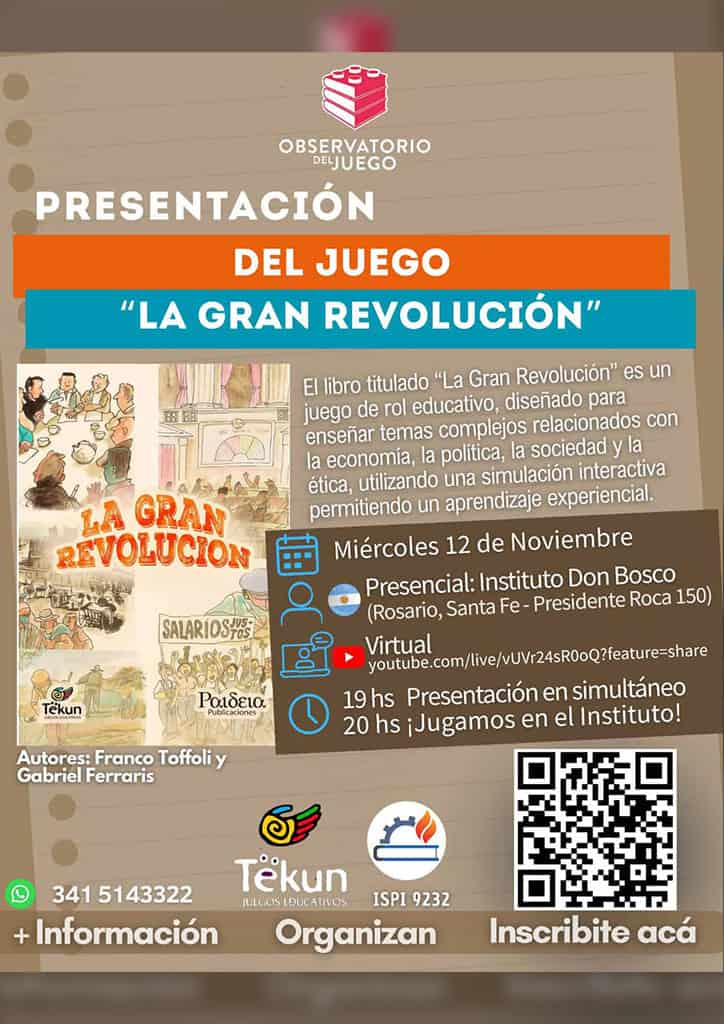 Argentina - Presentación del libro juego "La Gran Revolución" en el Instituto Don Bosco de Rosario.