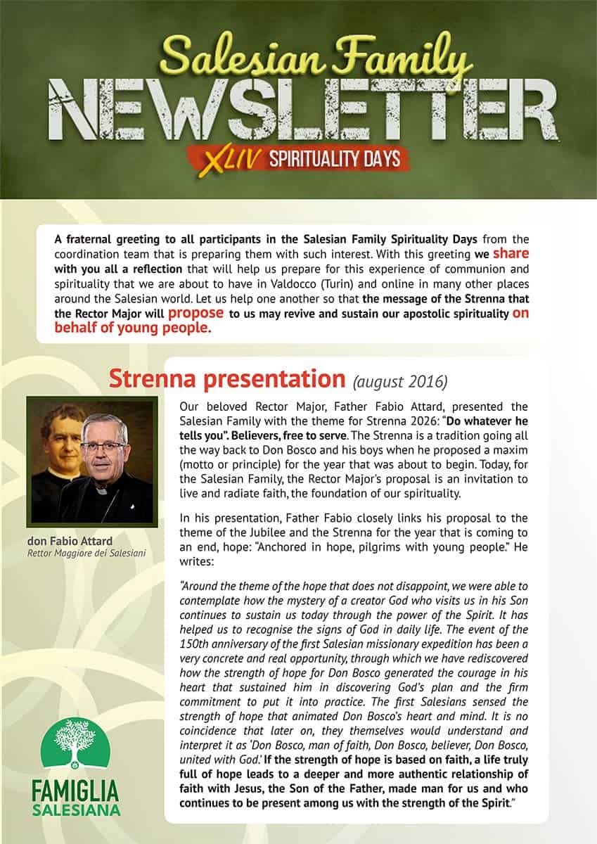 A Reflection in Preparation for the Salesian Family Spirituality Days: “Do Whatever He Tells You” 2026