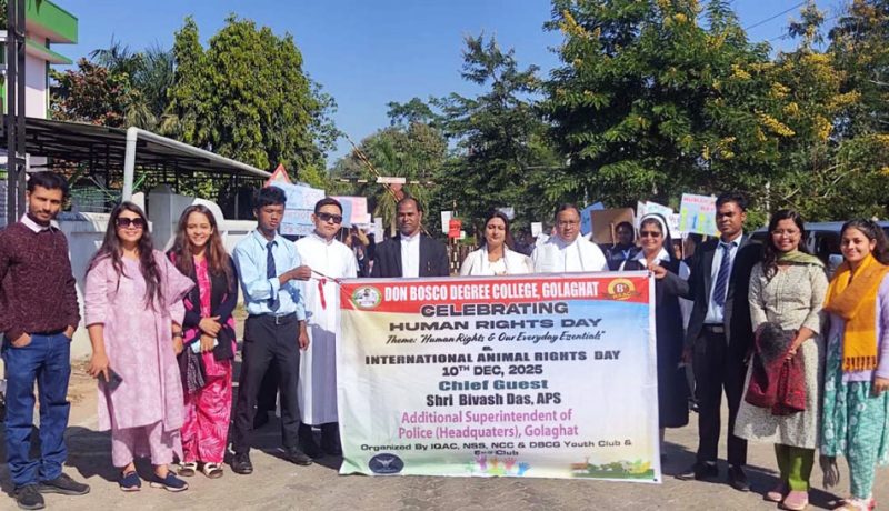 Don Bosco College, Golaghat, observed International Human Rights Day in conjunction with Animal Rights Day, uniting students, faculty, and community members under the central theme “Human Rights and Our Everyday Essentials.” The event underscored the interconnectedness of human dignity, environmental responsibility, and animal welfare