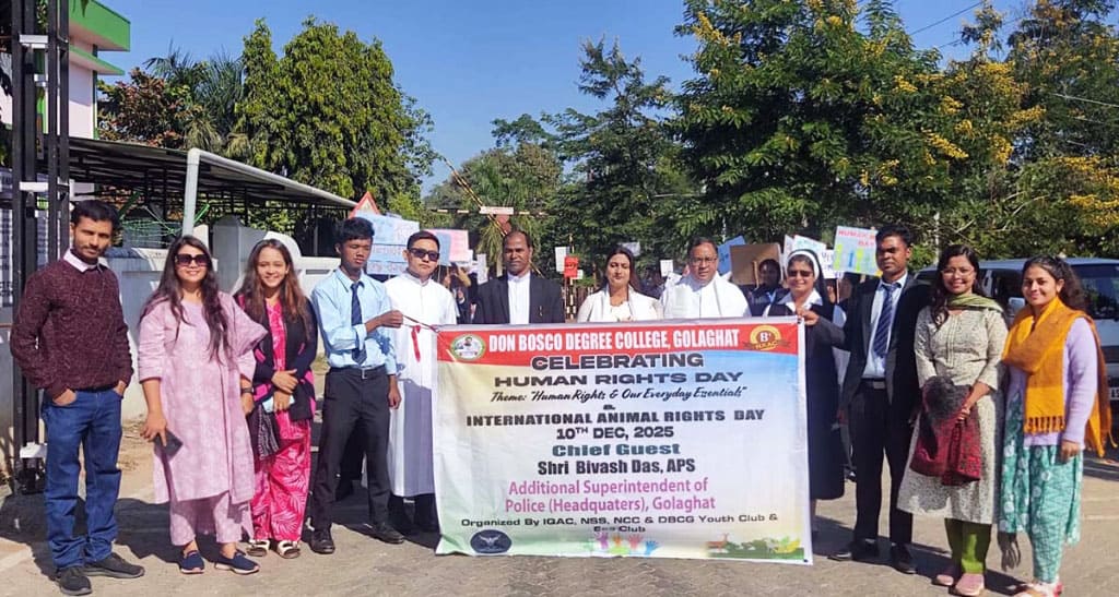 Don Bosco College, Golaghat, observed International Human Rights Day in conjunction with Animal Rights Day, uniting students, faculty, and community members under the central theme “Human Rights and Our Everyday Essentials.” The event underscored the interconnectedness of human dignity, environmental responsibility, and animal welfare