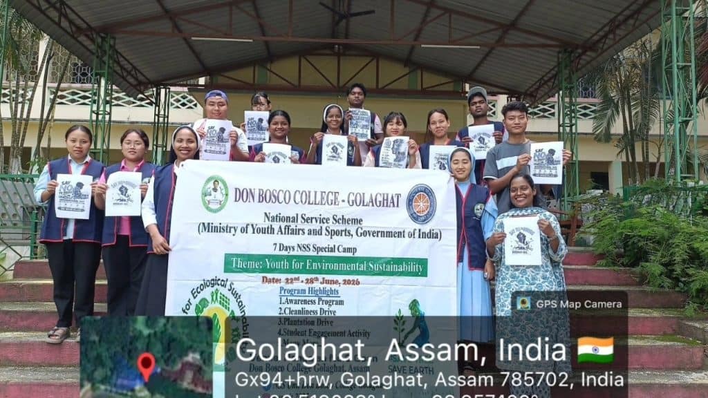 Don Bosco College, Golaghat, conducted a seven-day NSS Special Camp at Rangajan 3 No. Gaon from June 22 to 28 under the theme "Youth for Environmental Sustainability." The camp was inaugurated at Jibon Jyoti School, Rangajan, by Fr. L. Alayee, Vice Principal of Don Bosco College, with Mr Abhinav Todi, IQAC Coordinator, as Guest of Honour. Both speakers stressed youth leadership, selfless service, and environmental conservation.